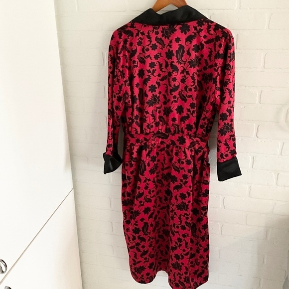 Vintage Y2K Robe Satiny Paisley Red Black Dark Romantic Fairy S Oversized - Picture 9 of 15
